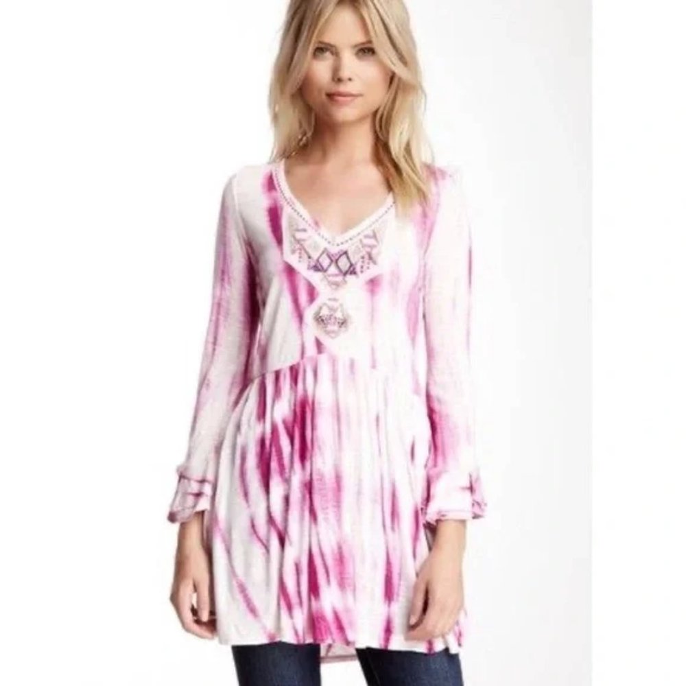Free People Sun Up Purple Beaded Tie Dye Ombre Dress Women’s Boho-Fairycore - XS